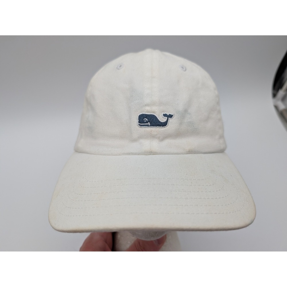 Vineyard Vines Mens White Whale Logo Adjustable Leather Strap Baseball Hat Cap